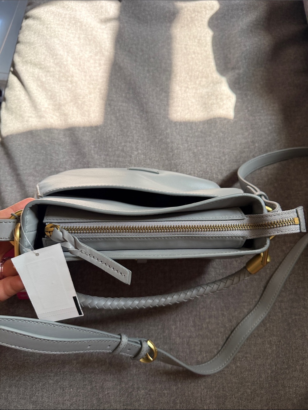 Vince Camuto NWT Dahna Faint Fog Leather Top Handle & Crossbody Satchel - Picture 13 of 16